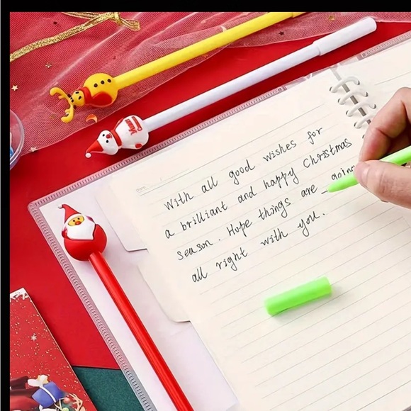 10pcs Christmas Themed Gel Pens, Unique Designs with Black Ink - Picture 7 of 8